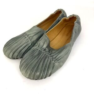 Chocolat Blu Womens Cam Pleated Leather Ballet Flats Shoes Sage Green Slip On 9